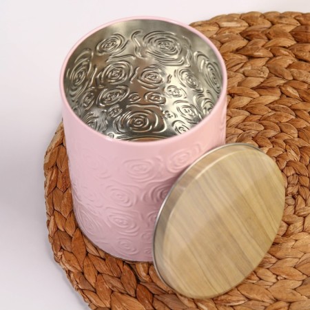 Bank with a lid for bulk products "Mona Rose", 1.7 l, d = 12 cm, h = 15.2 cm, pink color-2