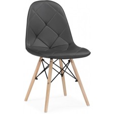Wooden chair kvadro metal/eco -leather, natural/gray 44x51x81 cm