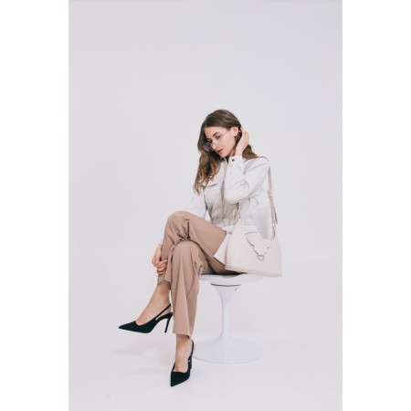 Women's bag on magnet, outer pocket, beige color-8
