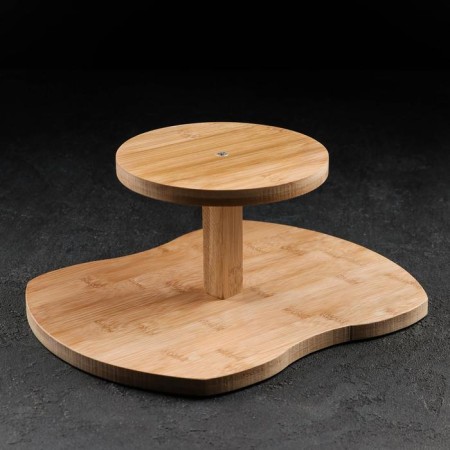 Glass Tea Set on an Eco wooden stand, 7 items: kettle 1.1 liters, 5 mugs 120 ml, stand-7