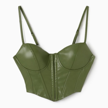 Women's leather corset, mist, p. S, khaki-6