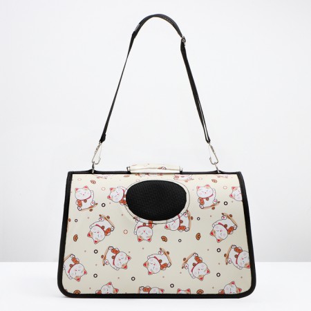 Bag - carrying for animals "cats", size m, 40 x 21 x 27 cm, beige-1