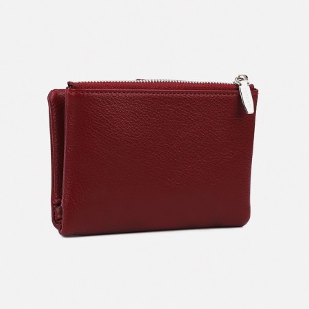 Women's wallet on the button, burgundy color-1
