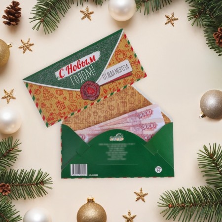 Money envelope "Happy New Year! From Santa Claus" glitter, 17 x 8 cm