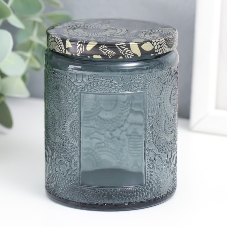 Bank for candles glass with a “flower” lid, cylinder 9x7x7 cm, mix