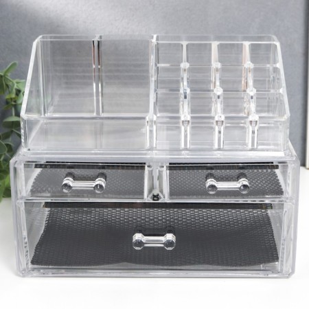 Organizer Casket Plastic 3 Transparent Boxes 19x14.5x24 cm-1