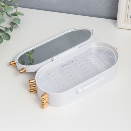 Casket Case for jewelry Plastic "Oval" white 23.5x6.5x11.5 cm-3