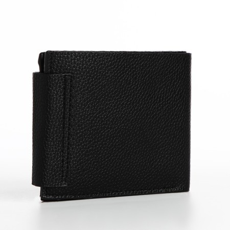 Male purse on magnets, department for bills, for cards, for coins, black color-1