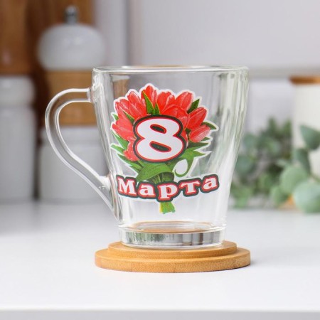 Mug "since March 8" bouquet of tulips, 200ml-1