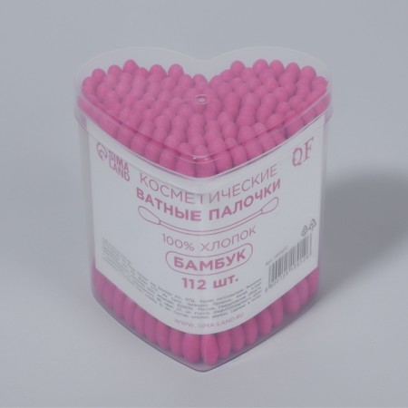 Cotton -based sticks “Heart”, 7 cm, 112 pcs, in a plastic organizer, pink color-6