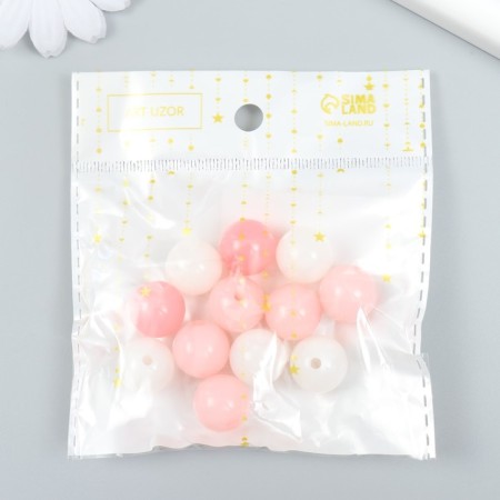 Plastic beads "from white to pink" glossy set 25 grams mix d = 1.6 cm-2