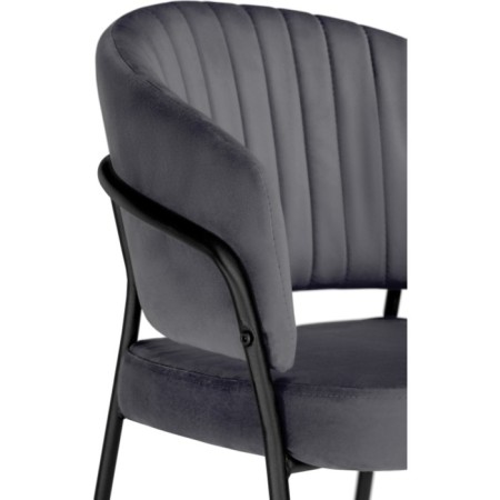 Chair on a metal frame Leo Metal/velor, black/anthracite 56x52x80 cm-5