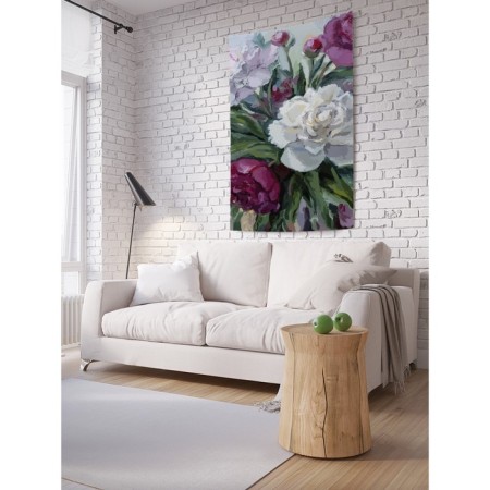 Decorative panel with photo printing "Picturesque peonies", vertical, size 100x150 cm