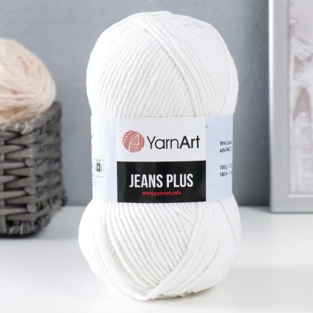 Yarn "Jeans plus" 55% cotton, 45% acrylic 160m/100g (01 white)