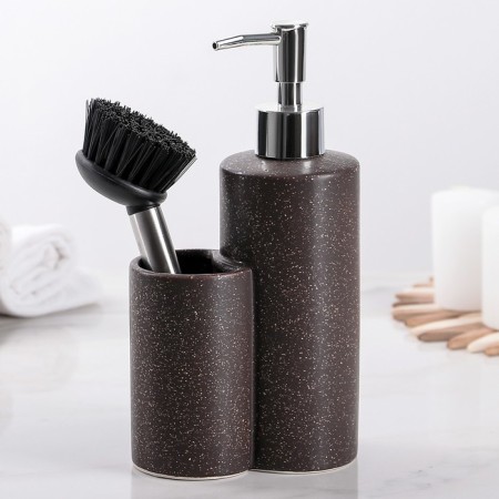 A dispenser for a detergent with a “minimum” brush, 400 ml, brown color
