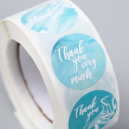 Stick Paper "Blue Fog. Gratitude" d = 2.5 cm 500 pcs in a roll 3x6.5x6.5 cm-3