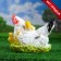Garden figure "Chicken hen with chickens" white, 28x21cm