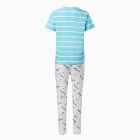 Female set (T-shirt/pants), blue/light gray color, size 52-7