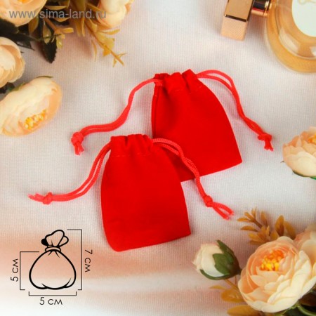 Velvet bag "Classics", 5 × 7, red color