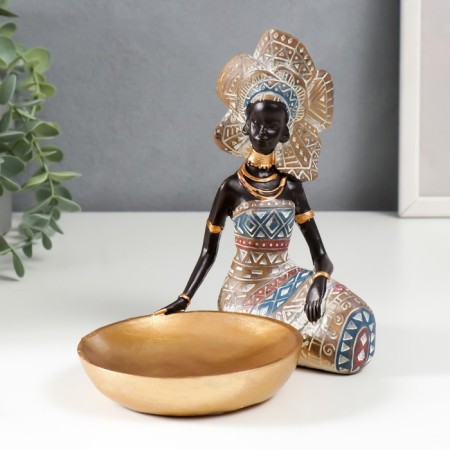 Souvenir Polystone stand "African in the headdress-leader" MIX 18.5x20.5x13 cm-1