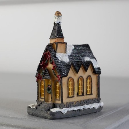 LED figure "House with a tower" 4.5 × 8.5 × 6 cm, ceramics, batteries AG13x2, glow warm white-1