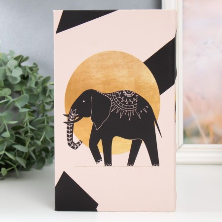 Safe-book wood to the leatherette "Geometry. Elephant" 21x13x5 cm-5