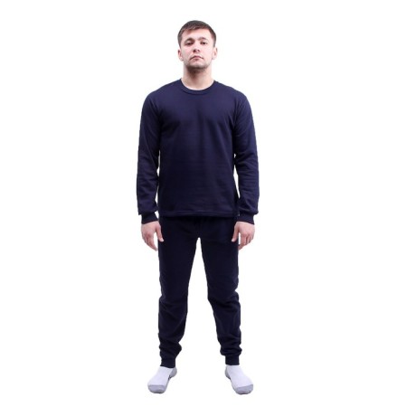 Male thermal underwear, cotton with the basis, size 54, dark blue color