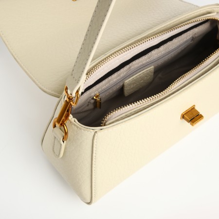 Bag Women's Messenger on the Textura valve, medium size, milk color-7