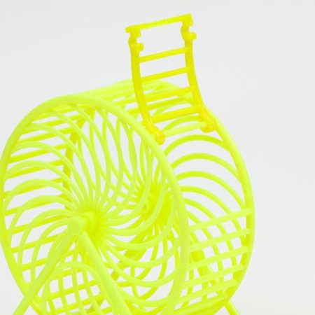 Rodent wheel on the base, plastic, 12.5 cm, yellow-3