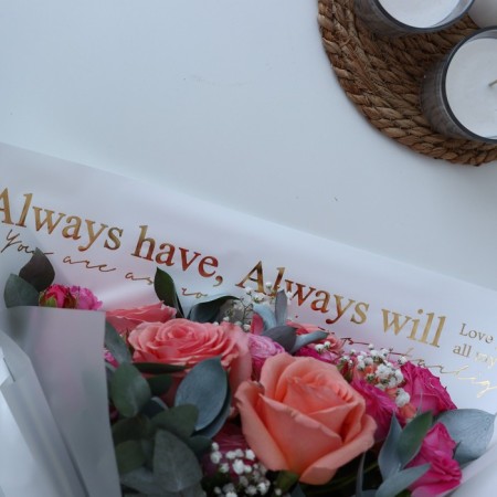 Flower film packaging with embossing "Always", 50 x 57 cm-8