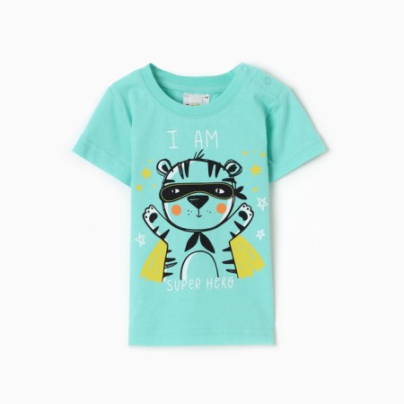 T -shirt for a boy, menthol color, height 86 cm