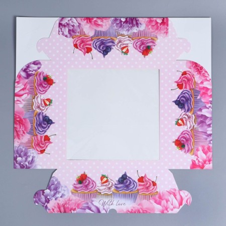 Capcake box, confectionery packaging with a window, 9 cells "Capcake", 25 x 25 x 10 cm-3