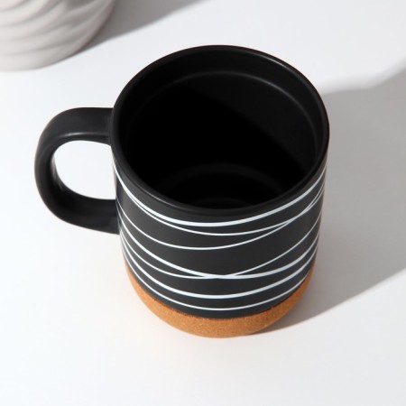 Ceramic mug with a cork bottom "Geometry", 400 ml, black color-5