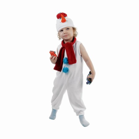 The carnival costume "White Snowman", velor, overalls, scarf, hat, height 98 cm