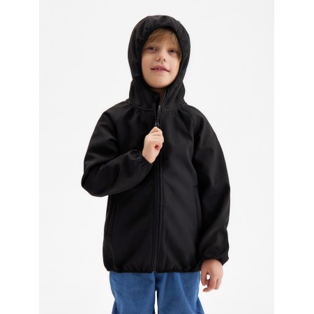 Demi -season windbreaker for Minaku boys from SoftShell on fleece, waterproof, black, height 110 cm-3