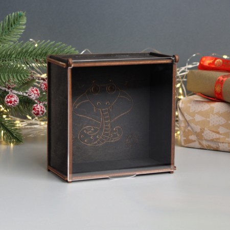 New Year's box "Cobra and snowflakes" 6x12x12 cm