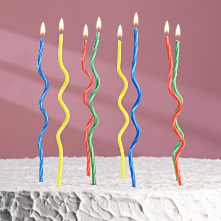 Candles for a cake, set 8 pcs, twisted, 17 cm-5