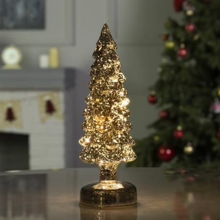 LED figure "Silver Christmas tree" 9 × 29 × 9 cm, glass, batteries AAAX3 (not in the kit), glow warm white