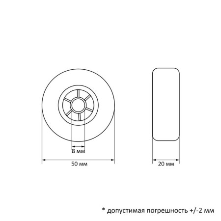 Wheel furniture tundra, rubberized, d = 50 mm, with a drowned hub, gray-2