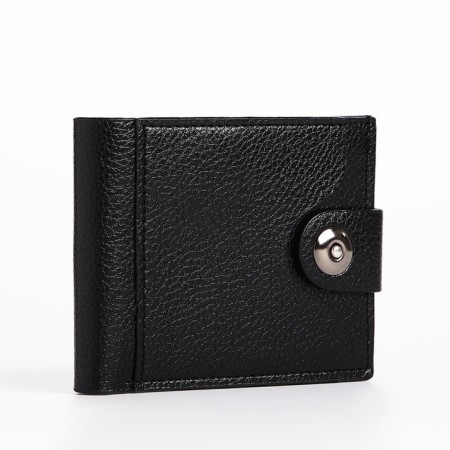Male purse for magnet, department for bills, for maps, for coins, black color
