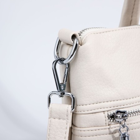 Luggage bag on lightning, 2 outer pockets, beige color-4