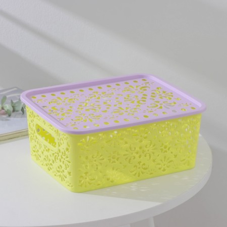 Storage container with a “pattern” lid, plastic, 25 × 19 × 10 cm, mix color-7