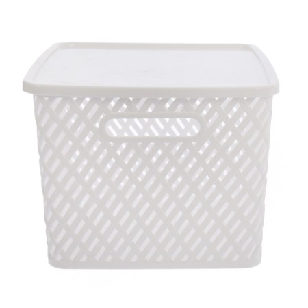Storage basket with a “braid” lid, 35 × 29 × 22.5 cm, white color-3