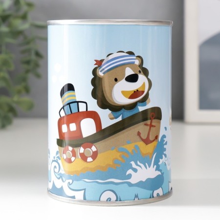 Piggy bank Metal Bank "Fun adventures" mix 7.5x7.5x10 cm-4