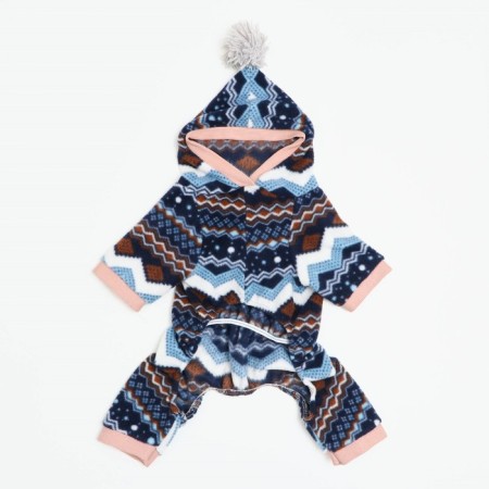 Zimovye jumpsuit for animals "Scandinavia", XL (DS 32-34, OG 46-48, Osh 34 cm), mix-6