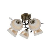 Светильник потолочный ЭкономСвет 12260/5AB+BK WT+TEA, 5х60Вт, E27, 28х52х52 см, цвет бронза