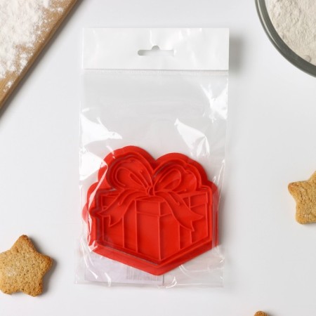 Cooking form "gift box", cutting, stamp, red color-4