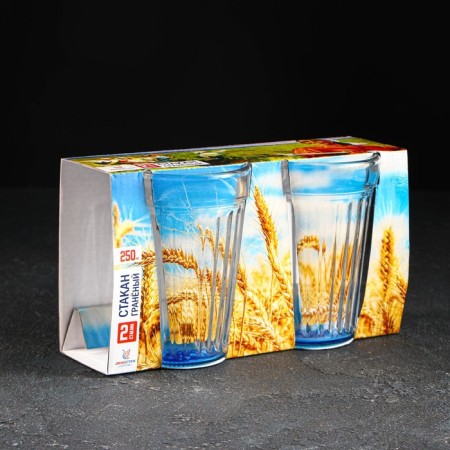 A glass of faceted "brightness", glass, 250 ml, color bottom-6