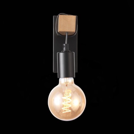 Wall lamp EVOLUCE. SL1142.401.01. Bagetti. 1x60 W, E27, 6.5x16 cm, black color, light wood-6