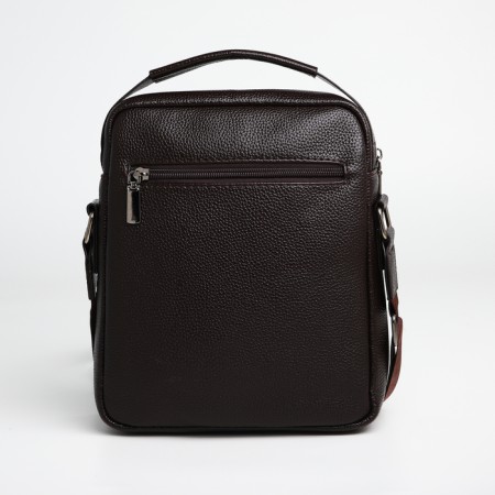 Male bag over the shoulder, Textura, 3 external pockets, brown color-2